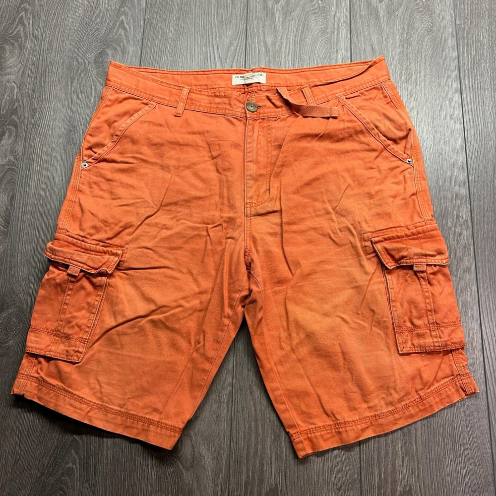 Triple Five Soul NYC Mens 38 Orange Cargo Shorts Vintage Y2K Streetwear Cotton